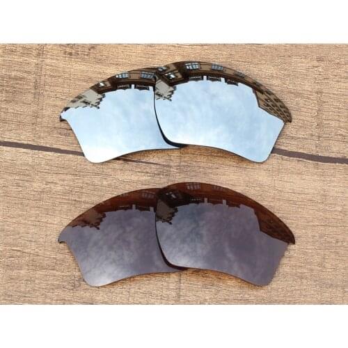 Vonxyz 2 Pairs Chrome Mirror & Bronze Brown Polycarbonate Replacement Lenses for-Oakley Half Jacket 2.0 XL Frame