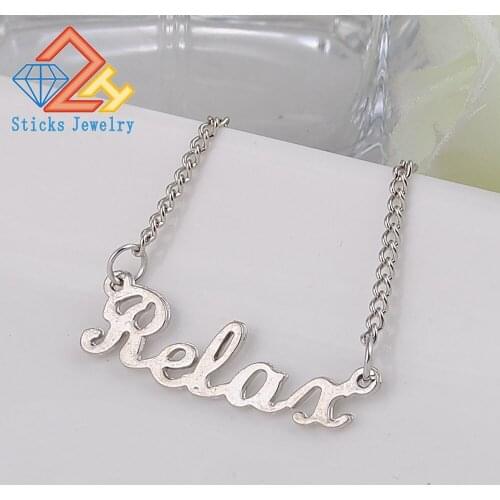 Sticks Jewelry 2 Pieces / Lot RELAX Letter Trendy Necklace Personalized Zinc Alloy Alison Font Fascinating Necklace for Women