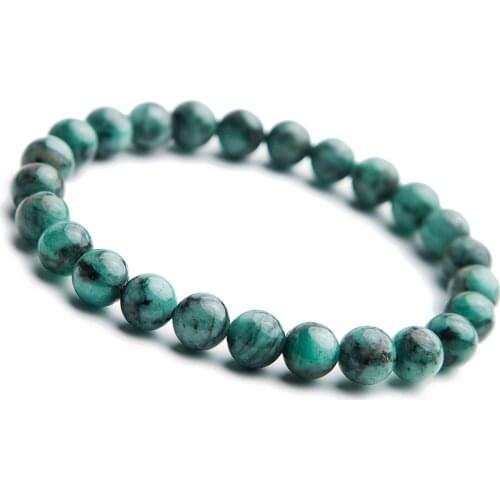 Genuine Natural Green Emerald Crystal Round Beads Bracelet 7mm 8mm 9mm 10mm Gemstone Women Stone Rarest Bracelet Jewelry AAAAA
