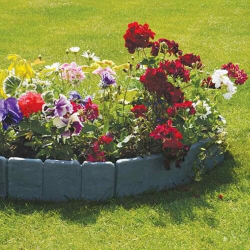 10Pcs Folding Landscape Garden Fence-Path Gray Orange Flower Plant Border Edging Lawn Imitation Stone Fence Grounding Fence