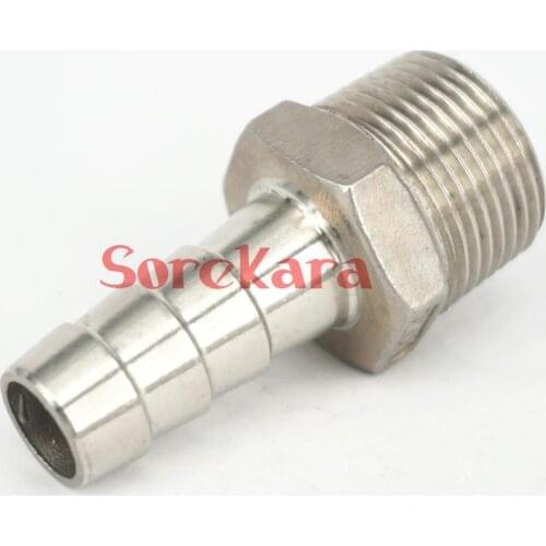 3/8" BSPT Male x 10mm Hose Barbed 304 Stainless Steel Pipe Fitting Hose tail Connector 230 PSI