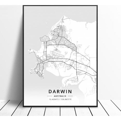 Adelaide Cairns Darwin Gold coast Sydney Australia Map Canvas Art Poster