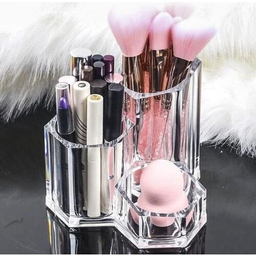 Acrylic Makeup Brush Holder Makeup Organizer Cosmetic Brush Storage Box Holder Lipstick Pencil Mascara Container Transparent cas