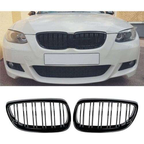 1 Pair Car Grille Gloss Black Replacement ABS Dual Slat Vehicle Grille 51137157277 51137157278 for BMW 3 Series E92 E93 06-09