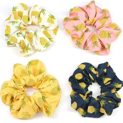 Free shipping pineapple printed womens Chiffon hair Scrunchies Hairties Hair Accessories korea style Ponytail Holder