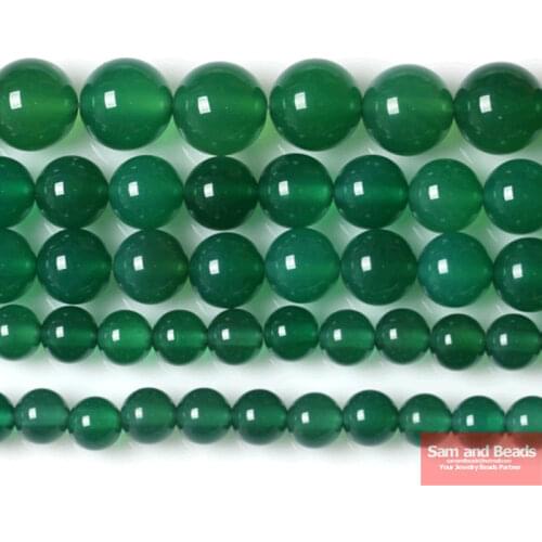 Natural Stone Round Green Agata Beads 16" Strand 6 8 10 12MM Pick Size For Bracelet Necklace Making GAB02