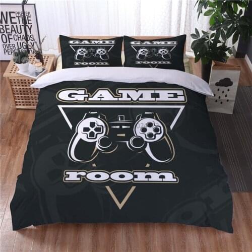 Black GamePad Bedding Set Euro Cartoon Duvet Cover Sets Pillowcases Adult Children Comforter Bedding Sets Queen King Double Size