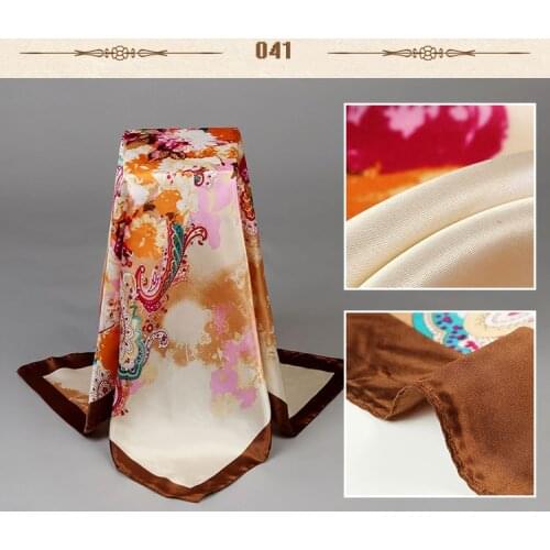 Flower Elegant Bussiness Women Professional Fashion Hijab Under Head Scarf Square Silk Shawl Scarves All Match Wholesale FZS46