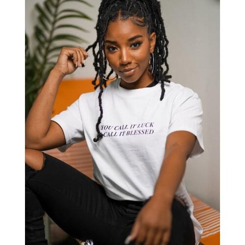 You call it luck i call it blessed T-shirt funny women 100% Cotton Christian O-Neck unisex casual Fashion quote tee top tshirt