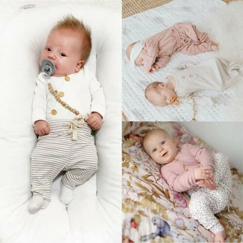3Pcs Newborn Toddler Baby Girls Cotton Flower Tops Romper Bodysuit Long Pants Autumn Outfits Bow Headband Clothes Set 0-18M