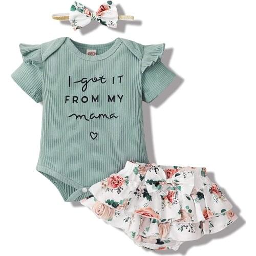 Newborn Infant Baby Girl Clothes Romper Shorts Set Floral Summer Outfits Cute Baby Girls Clothes Pink