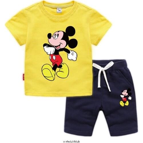 Mickey Baby Boy Girls Clothing Set Children Clothes Toddler Boy Shirts Cotton Newborn Bebe Clothing New Fashion Kids Clothing