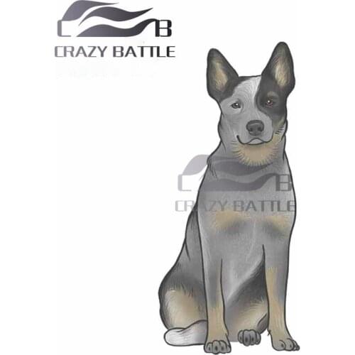 Crazy Battle 13cm x 6.1cm Cute Puppy with Pointed Ears Car Repair Sticker Interesting Decal Vinyl Waterproof Car Door Protector