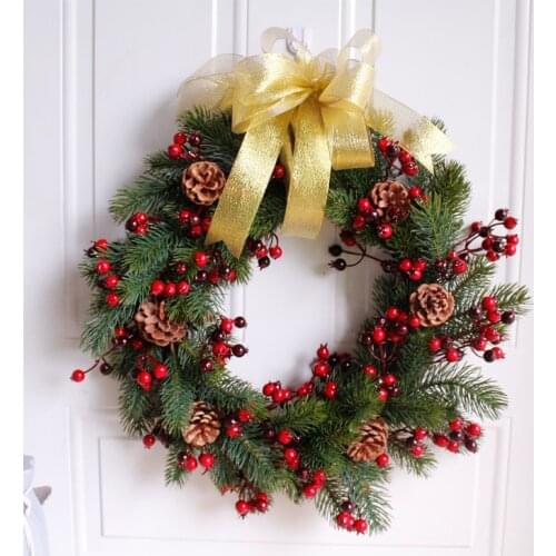 Hot Sale Christmas Wreath Artificial Plant Rattan Circle Wall Decoration Simulation Fake Flower Door Hanging Wreath For Home
