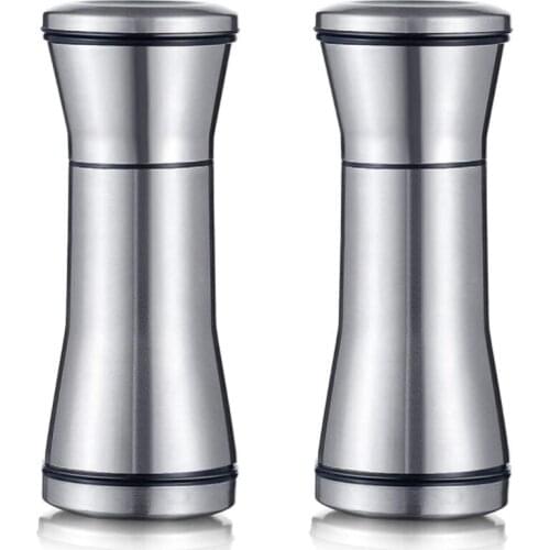 Salt and Pepper Shakers, Stainless Steel Salt and Pepper Grinders Refillable Pepper Grinder, Pepper Mill,2 Pieces