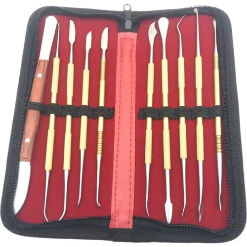 NEW 10Pcs Dental Lab Dentistry Instrument Stainless Steel Wax Carving Tool Sculpture Knife Set
