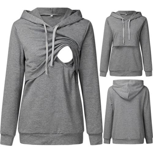 Breastfeeding Clothes Maternity Hoodies Pregnant Clothes Long Sleeve 2021 Spring Nursing Tops Breastfeeding Pullover Sweatshirt