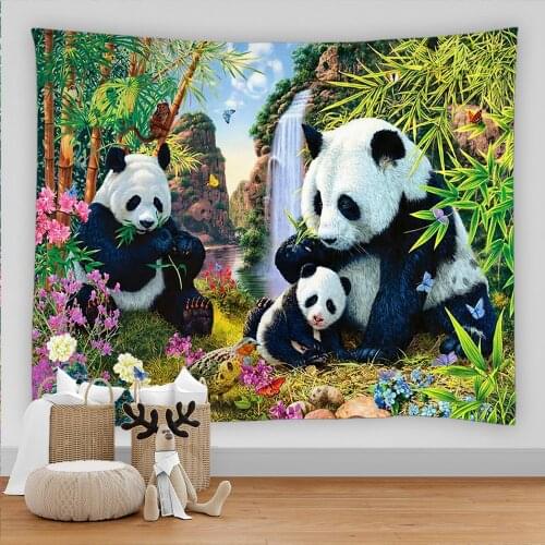 Cute Panda Hanging Wall Tapestry Animals Trippy Tapiz Hippie Boho Decor Dorm Wall Carpet Sofa Blanket Tablecloth Tapestries