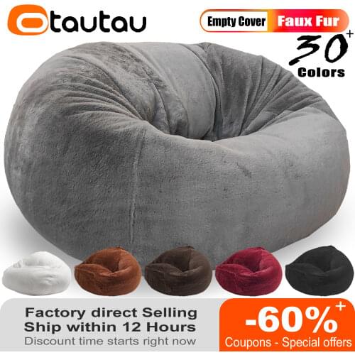 Big Fluffy Velvet Sofa Cover No Stuffed Beanbag Chair Couch Bean Bag Pouf Ottoman for Adults Kids Relax Lounge Seat Futon Puff
