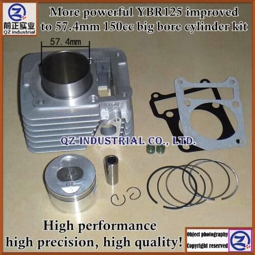 QZ industrial More powerful high performance for YAMAHA motorcycle YBR125 improved to 57.4mm YBR150 150CC big bore cylinder kit