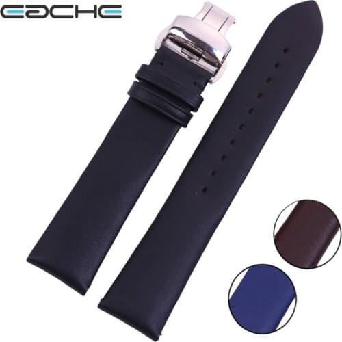 EACHE Smooth Genuine Leather Watch Band/Strap With Butterfly Buckle Popular Design 18mm 20mm 22mm In Stock