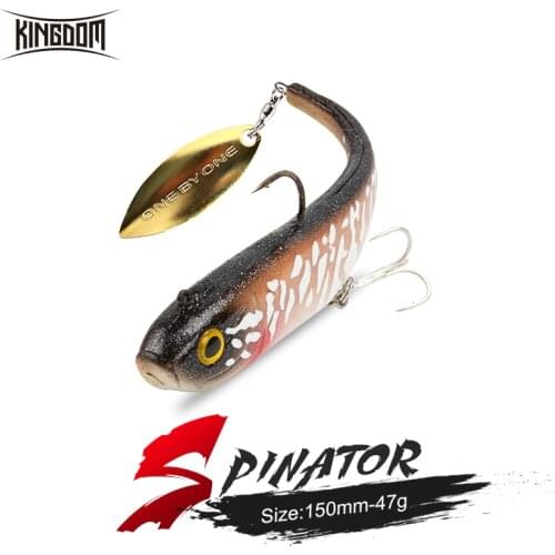 Kingdom Hot Sell Trout Fishing Lures 200mm 52g Soft Bait With Spoon&Plastic Tail Sinking Wobbler Artificial PVC Soft Lure Tackle