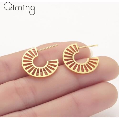 Hoop Geometric Earrings Women Female Delicate Gold Simple Earrings Korean Jewelry Stud Ladies Earring Hoops Gift