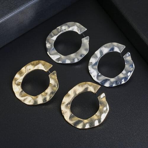 New fashion hoop earring sliver gold color Irregular geometric circles earring for women girl party birthday jewelry gift