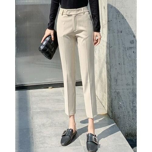 Real shot harem pants female autumn 2021 new straight pants loose nine-point pants all-match small feet casual suit pants