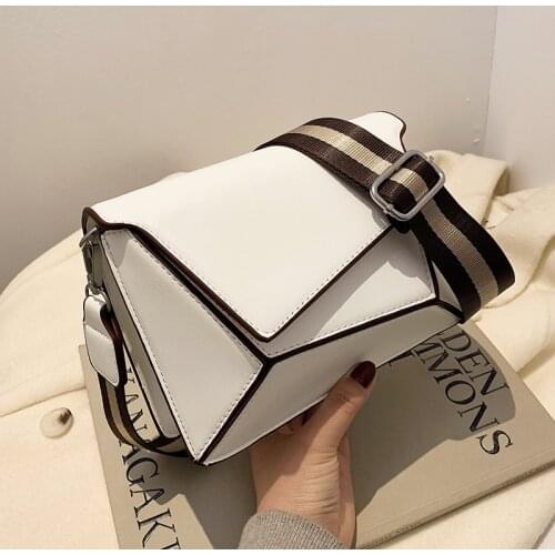 Splicing Square Crossbody Bag 2021 New Quality Matte Leather Womens Designer Handbag Wide Shoulder Strap Shoulder Messenger Bag