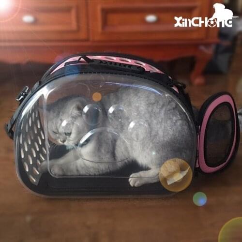 Pet bag portable transparent cat and dog backpack can be folded four sides breathable crossbody manufacturers d