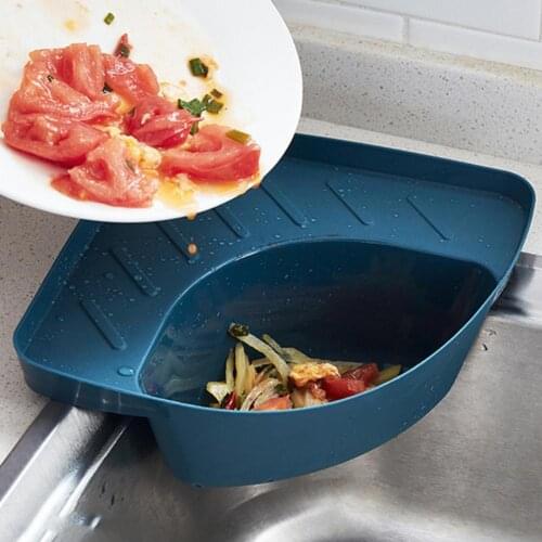 Food Waste Filter Triangular Kitchen Sink Waste Storage Rack Corner Mounting Basket With Drain Outlet Fruit And Vegetable Filter