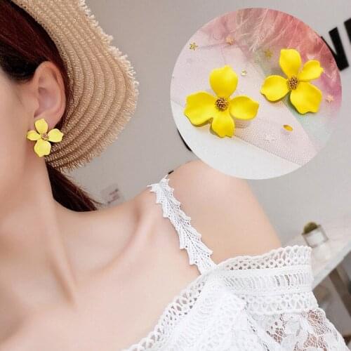 UFOORO 2018 new Korean style spray paint large flower earrings for women fashion summer accessories sweet stylish EARRINGS