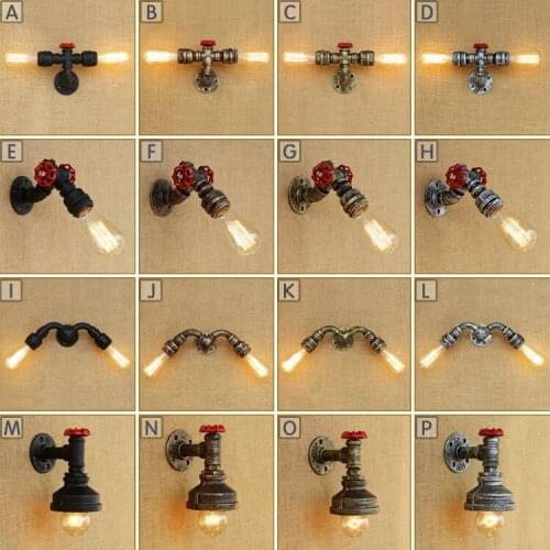 Steam punk Loft Industrial iron rust Water pipe retro wall lamp Vintage E27 sconce lights steampunk house lighting fixtures luz