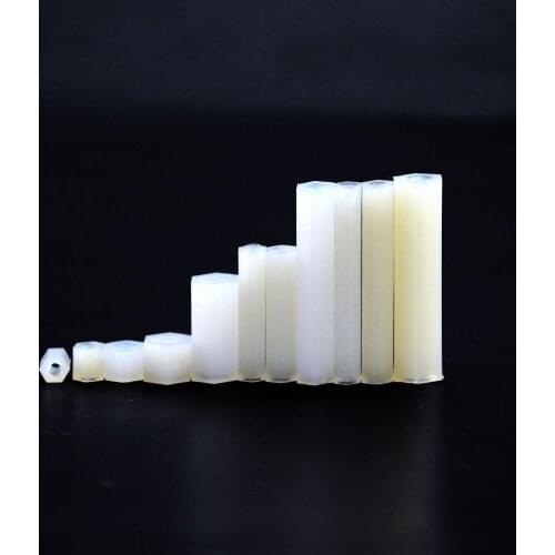 M2 M2.5 M3 M4 White Spacing Screw Column Flat Head Female Double Pass Nylon Plastic Nut For PCB Fixed Hollow Pillar