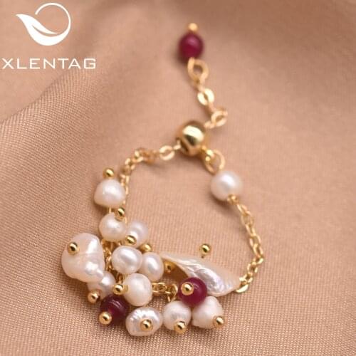 Xlentag Natural Baroque Pearl Jade Stone Rings Ladies Wedding Rings Luxurious Simplicity Girls Birthday Gifts Jewelry GR0269B