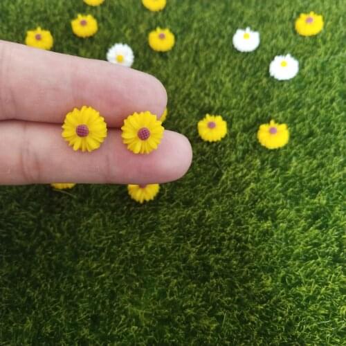 Fashion handmade s925 sterling S needle resin daisy flower earrings for female fresh temperament student cute earrings