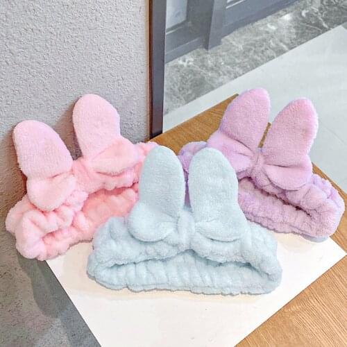 2021 New Flower Bow Coral Velvet Soft Headband For Women Girls Wash Face Hair Holder Hairbands Turban Fashion Hair Accessories