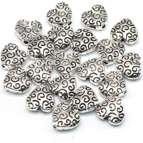 100pcs/lot Tibetan Silver Color Heart beads 8mm Metal Spacer Beads charm handcraft work For DIY Bracelet Jewelry Accessories