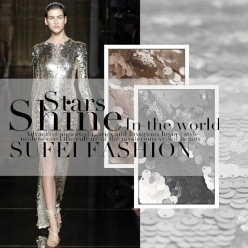 140cm wide shining sequin embroidery gauze cheongsam formal dress lace fabric