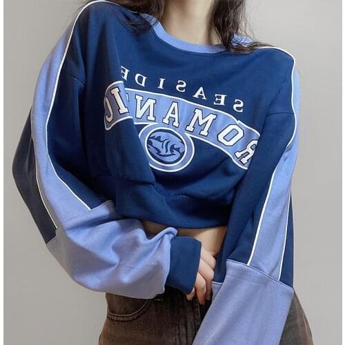 2021 Fashion Print Letter Long Sleeve O Neck Loose Pullovers Hoodie Autumn New Casual Street Soft Cotton Wild Sweatshirt Lady