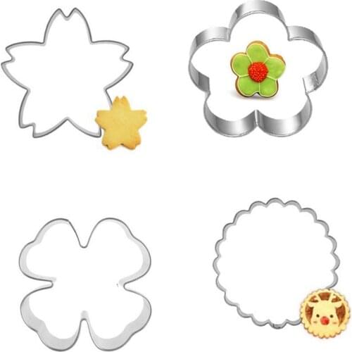 4pcs Kitchen Products Salad Ring Egg Biscuit Cookie Cutter Tools Pastry Moulds Gadgets Stainless Steel Baking Mold Fondant Party