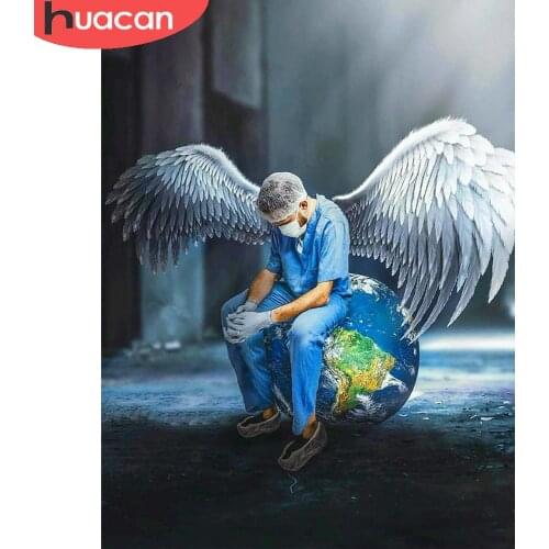 HUACAN Diamond Painting Portrait Dector Cross Stitch Diamond Embroidery Mosaic Angel Wall Art Bedroom Decoration