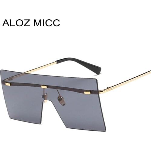ALOZ MICC Luxury Siamese Big Sunglasses Women Brand Designe Sexy Rimless Mirror Sun Glasses Shield Shades Men Eyewear UV400 Q137