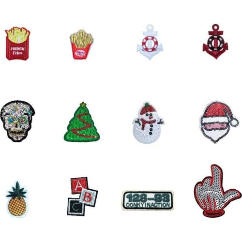 Fashion style Hot melt adhesive Applique Embroidery Patches Stripes Sequin DIY Kids Badges Clothing Accessories patch 1pcs sell