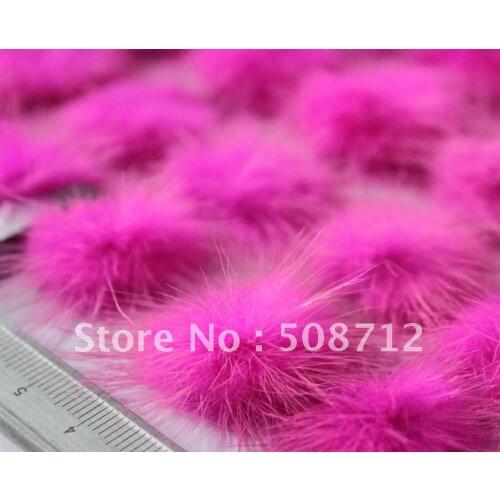 Free shipping!!!! mink fur ball embellishment sew trim for DIY craft hair accessory 30mm Fuchsia