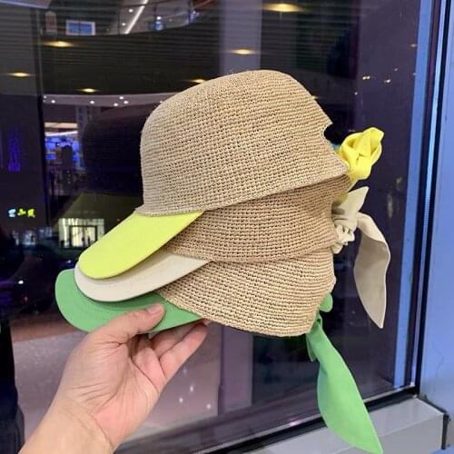 Fashion Trend Sun Hats Women Hat Raffia Straw Hat Hip Hop Baseball Cap Bow Tie Adjustable Casual Women Visors Gorras Para Hombre