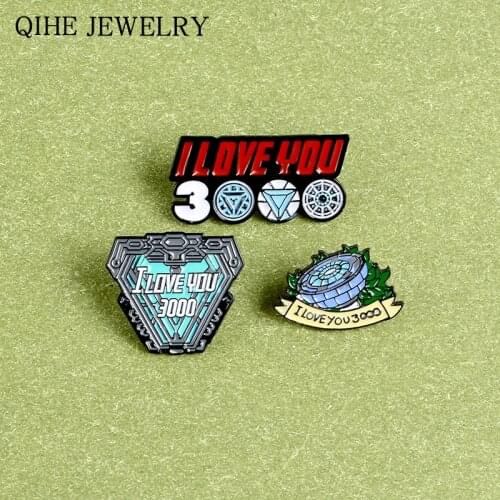 I Love You 3000 Times Pin Super Hero Tony and His Daughter Brooches Classic Dialogue Movie Fans Badge Enamel Pin Gift For Father
