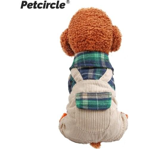 PETCIRCLE Dog Puppy Clothes Green Grid student Overalls Pet Cat For Teddy Schnauzer Chihuahua Bichon For Small Dog Cute Clothing