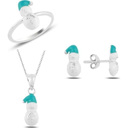 Silverlina Silver Snowman Cabochons Child Set